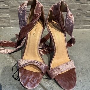 🌟  NWT Liliana Pink Velvet Wrap Heels | Size 7.5 | Open Toe Stiletto Pumps Y2K